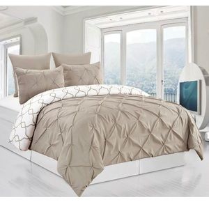 Reversible Taupe King Duvet Cover + 2 Shams
